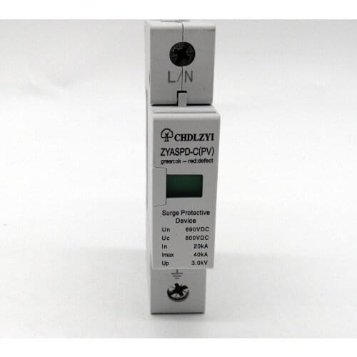 Pv1000V 800V 500V AC 20KA~40KA 1P SPD House Surge Protector Protective Low-voltage Arrester Device 35mm din rail Solar Equipment