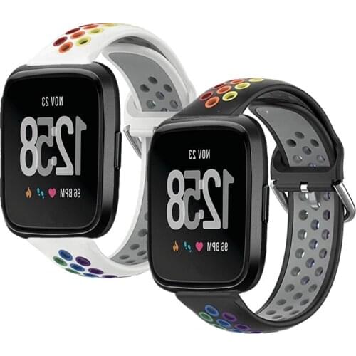 Rainbow Silicone Strap For Fitbit Versa 2 Soft Breathable Sport Bracelet For Fitbit Versa Lite Waterproof Watch Bands Adjustable