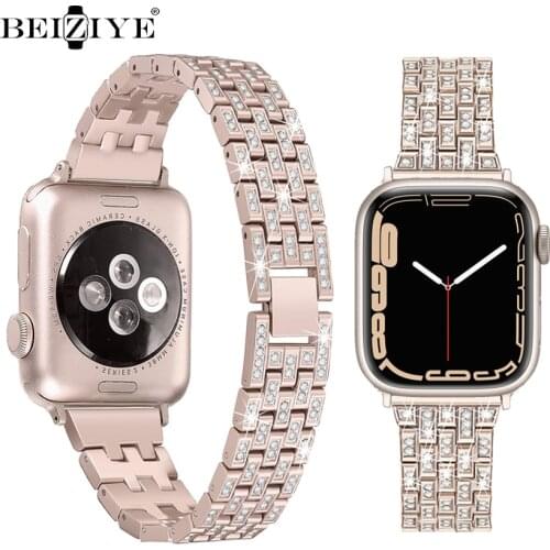 Women Diamond Strap For Apple Watch Band 38mm 42mm 40mm 44mm stainless steel strap for iWatch band series 5 4 3 2 Metal Bracelet