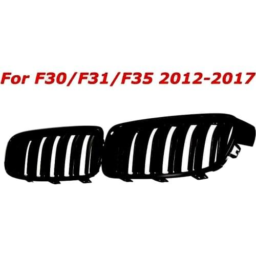1Pair Gloss Black Front Grille Grilles Kidney For BMW 3-Series F30 F31 F35 2012-2017 Car Styling