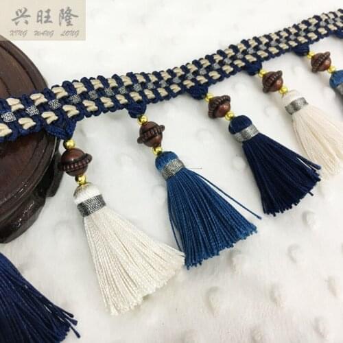 XWL Luxury 12M/Lot 9cm Wide Curtain Lace Accessories Pearl Beads Tassel Fringes Trim Ribbon DIY Curtain Sofa Sewing Home Decor