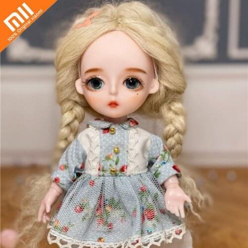 Xiaomi 16cm BJD Mini Doll Movable Joint 3D Big Eyes BJD Doll Makeup DIY Toy Fashion Doll Pocket Doll Christmas Gift for Girls
