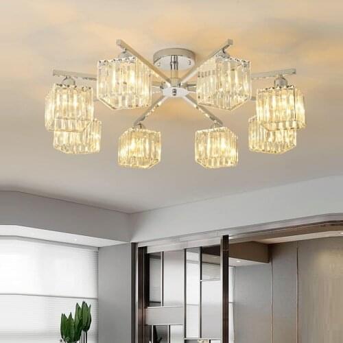 Modern Chrome Led Chandelier Lighting Crystal Modern Chandeliers Metal Living Room Led ceiling Chandeliers Bedroom Lights