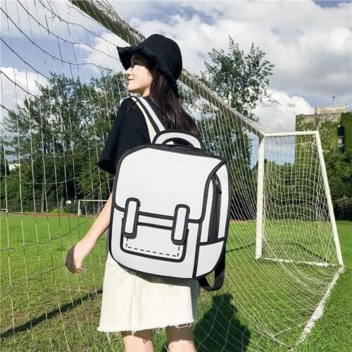 School bag graphic creative 3D high school student backpack 2D two yuan comic cartoon cartoon shoulder bag men women bag hip hop