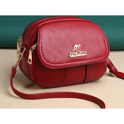 Fashion Bolsa Feminina PU Leather Solid Color Shell Crossbody Shoulder Messenger Bag Casual Ladies Multi Layers Small Handbag