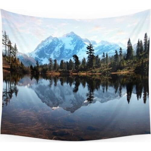 Scenic Mountain Mt Shuksan Tapestry Wall Hanging Polyester Home Bedroom Decor Bedspread Beach Mat Blanket Yoga Mat Dorm Decor