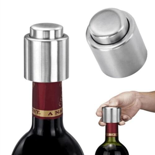 Bar Tools Nice Gift Stainless Steel Portable Wine storage Bottle Stopper Champagne Stoppers Vacuum Sealer Push Type 1 Pcs