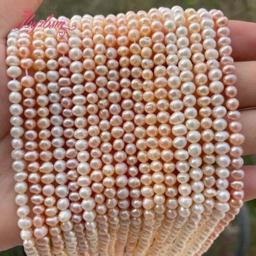 3-3.9mm Freeform Round Freshwater Pearl Beads Loose Natural Stone Beads For DIY Necklace Bracelat Earring Jewelry Making 14.5"
