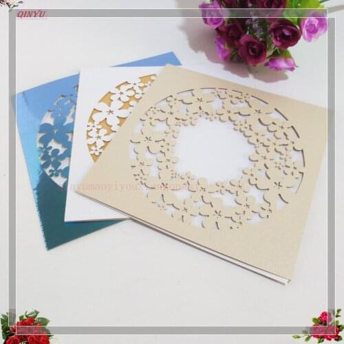30pcs/lot Laser Cut Flora 3D Hollow Paper invitation Cards Bride and Groom Marriage Wedding Invitations Cards 6ZSH183-30