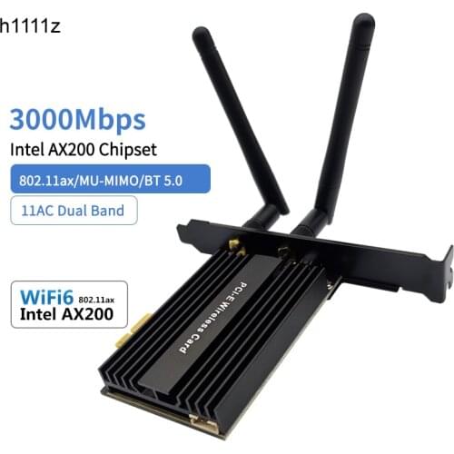 3000Mbps Dual Band Wireless Desktop PCIe For Intel AX200 Pro Card 802.11ax 2.4G/5Ghz Bluetooth 5.0 PCI Express WiFi 6 Adapter