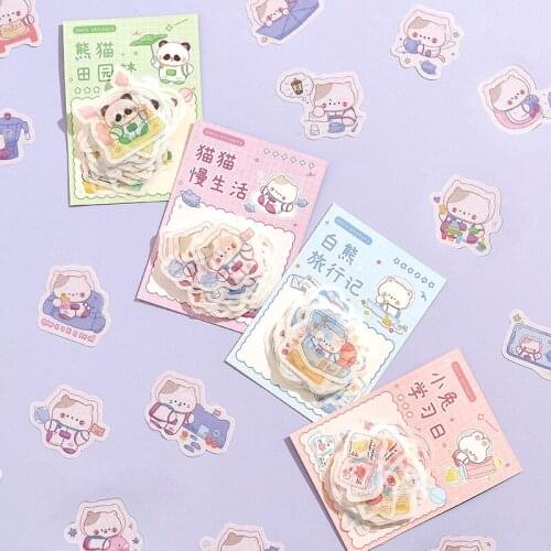 40Pcs Cute lavender flower Tulip narcissus Mushroom Decorative Sticker DIY Planner Scrapbooking Journaling Diary Album stickers