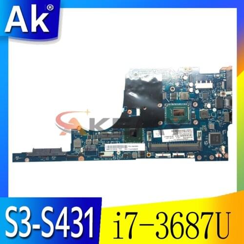 Akemy 04X2003 VIUS1 LA-9611P laptop motherboard For lenovo Thinkpad S3-S431 S431 14'' core i7-3687U HM77 Intel GMA HD 4000
