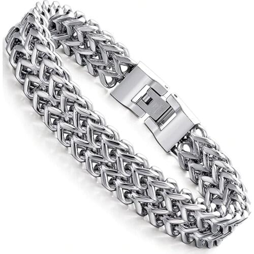 Bracelet men link chain on hand 2019 stainless steel gifts mens male accessories charm chain link bracelets bangles rock style
