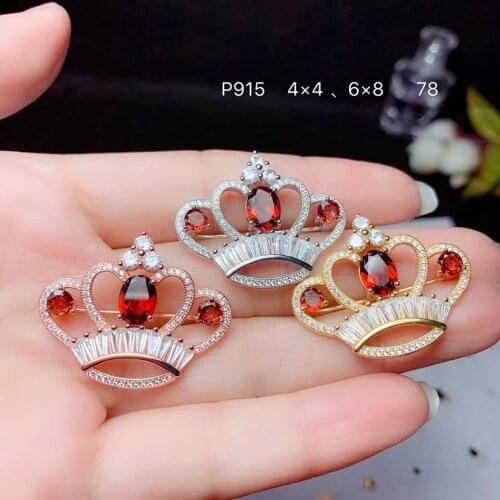 Natural garnet brooch, 925 sterling silver, beautiful brooch, flower style, beautiful color, price is suitable