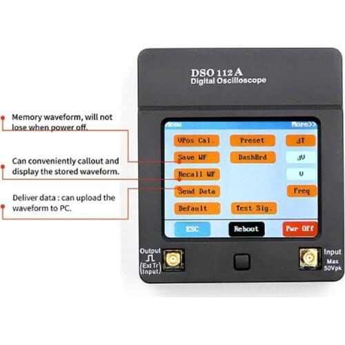 DSO112A Digital Oscilloscope Portable Handheld TFT Multimeter Tester 2MHz 5Msps