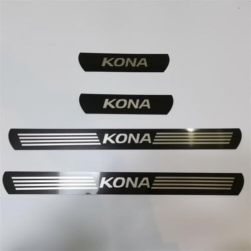 For Hyundai Kona 2017 2018 2019 2020 Auto Door Sill Scuff Plate Cover Trim Threshold Kick Pedal Protect Stickers Car Accessories