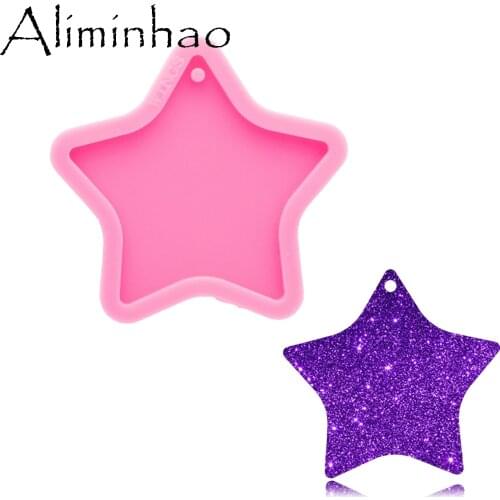 DY0846 Super Shiny Star Shape Silicone Resin Keychain Molds - Epoxy Molds - Silicon Rubber Mold Making Keyring