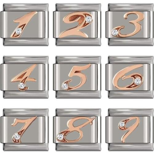 Hapiship 2020 New Original Daisy Rose NO 0 1 2 3 4 5 6 7 8 9 Italian Charm Fit 9mm Bracelet Stainless Steel Jewelry Making DJ259