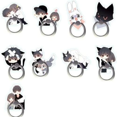 Cartoon Lover Cat Girl Boy Finger Ring Smartphone Stand Holder Mobile Phone Holder Stand For iPhone XR Acrylic All Smart Phone