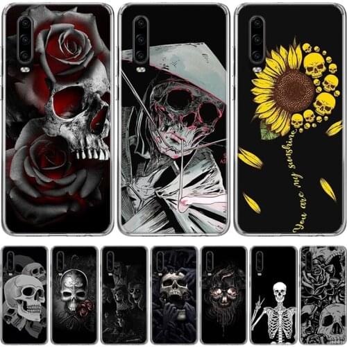 Fashion Retro Style Flower Skull Phone Case for Huawei P30 P40 P20 P10 Mate 20 10 30 Lite Pro P Smart Z Plus + Art Luxury Cover