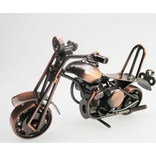 Motorcycle Figurines Metal Retro Motor Figurine Iron Motorbike Prop Handmade Boy Gift Kid Toy Home Office Decor
