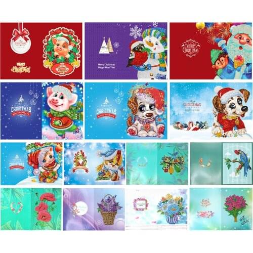 5D DIY Diamond Painting Christmas Card Kits Special Drill Mosaic Rhinestone Greeting Cards Craft for New Year Birthday Gifts