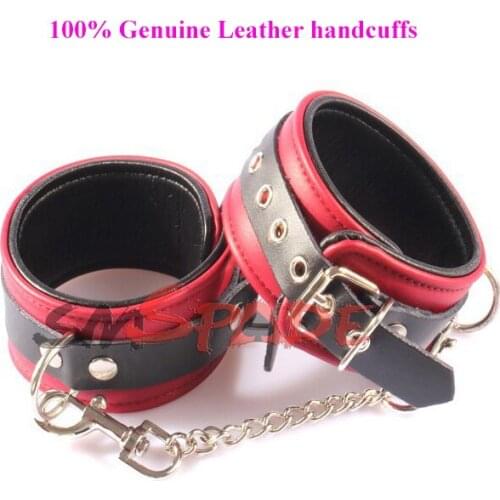 2019 Genuine leather handcuffs, poetical leather bondage restraint wrist cuffs adult sex toys for couples ,sex game restraints