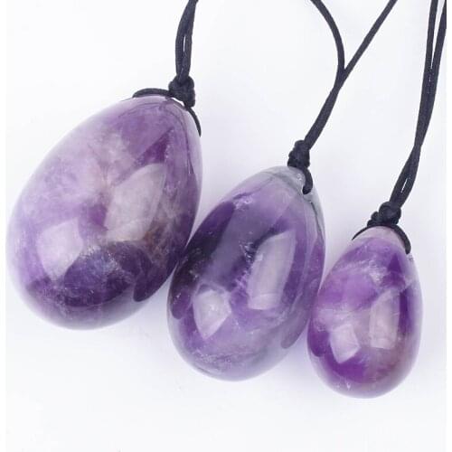 Natural Amethyst Yoni Egg With Hole Pelvic Kegel Exercise Jade Egg Tightening Vaginal Muscle crystal ball massage stone