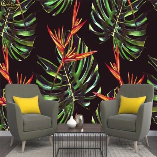 Beibehang Custom wallpaper large wall murals wall stickers Nordic watercolor hand painted plants floral background wall