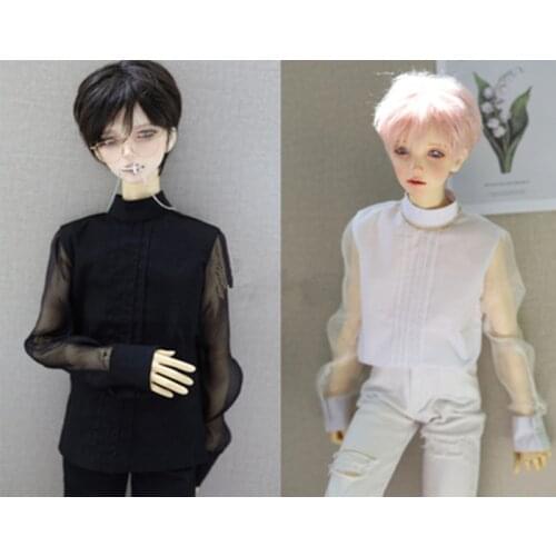 BJD doll clothes suitable for 1/3 1/4 Uncle Size Ruffle Sleeve Back Collar Shirt 2 Color doll Accessories