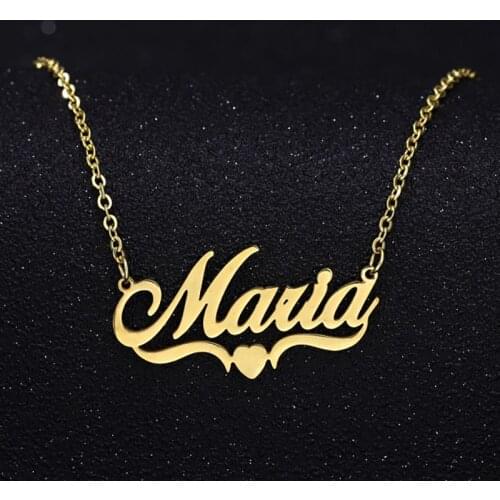 Handmade Custom Name Personalized Name Necklaces for Women Men Stainless Steel Jewelry Gold Filled Heart Statement Choker Bijoux