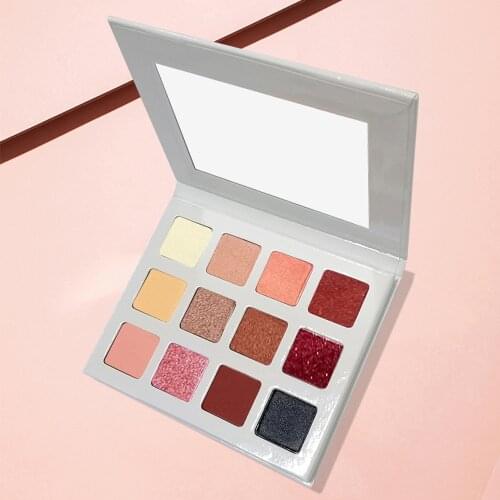 Private Label 12 Colors Pearly Eyeshadow Palette No Logo Matte Shimmer Eye Shadow Palette Cosmetics Kawaii Makeup Easy To Color