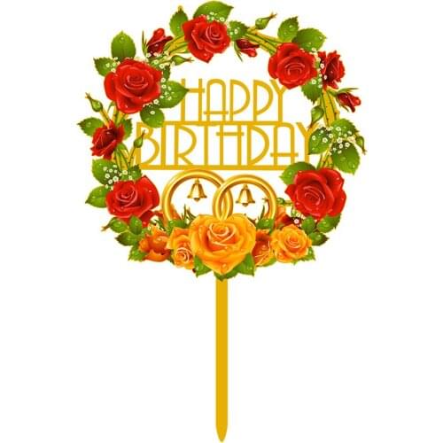 Cake Decorating Supplies Acrylic Flower Series Cake Stand Happy Birthday Cake Topper for Birthday Party Decorations Kids