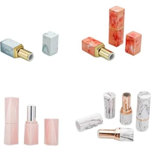 Empty Lip Balm Tube 12.1mm Cosmetic Container Blue Marbling Lipstick Tube Red Pink Lip Balm Packaging Empty Lipstick Tube 50pcs