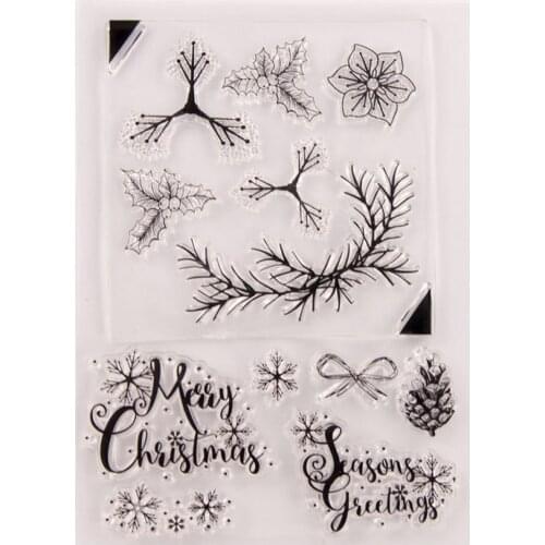 Christmas Snowflakes Flower Pattern Transparent Clear Stamps / Silicone Seals for DIY Scrapbooking Christmas Card Making
