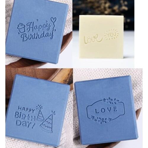 Happy birthday Lover Pattern Handmade Soap Stamp Transparent Natural Imprint Stamp for Diy Making Acrylic Stamps Chapters