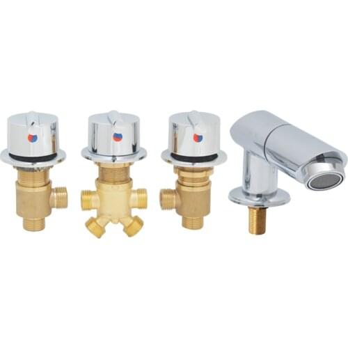 Bathtub Faucet Split 2 Way Divide Waterfall Triple Handle Brass Switch Control Valve Jacuzzi bathroom cabinet shower room mixer