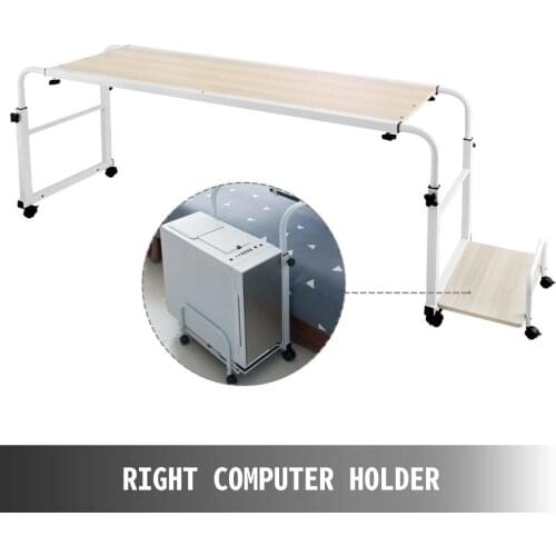VEVOR Laptop Bed Table 1 m, Computer Stand on Bed 1 m, Load Capacity 50 kg, Laptop Bed Table on Wheels, with MDF + Steel Tubes
