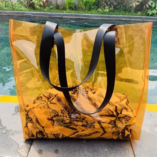Clear Waterproof Handbag Large Transparent PVC Tote Bags for Women 2020 Fashion Shoulder Bag Swim
