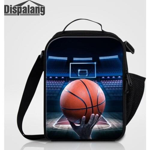 Dispalang Men Insulated Bag Lunch Box For Work Basketball Printed Lunch Bags Boy DIY Logo Picnic Food Bag Football Messenger Bag