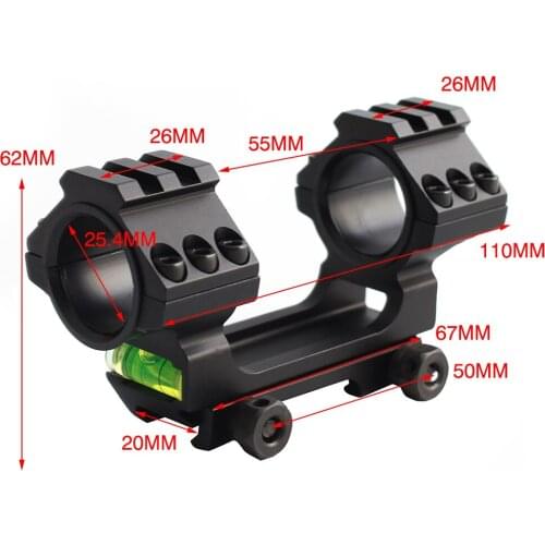 Heavy Duty Scope Mount Dual Rail Ring with Bubble Level 25.4mm/30mm Range Rifle Rail Optics Mounts for Hunting