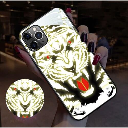 Luminous Monkey Ape Tiger Mobile Phone Case for iPhone 11 12 por max 12mini Funda Capa For iPhone 6 7 8 Plus Anti-drop Call Glow