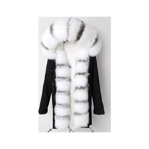 Top brand Genuine New Winter Rex Rabbit Fur Liner Silver Fox Parkas high quality