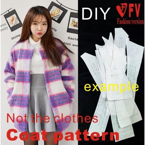 Pattern Making Womens Round Neck Drop Shoulder Coat Pattern Garment Sewing Drawing BFY-78