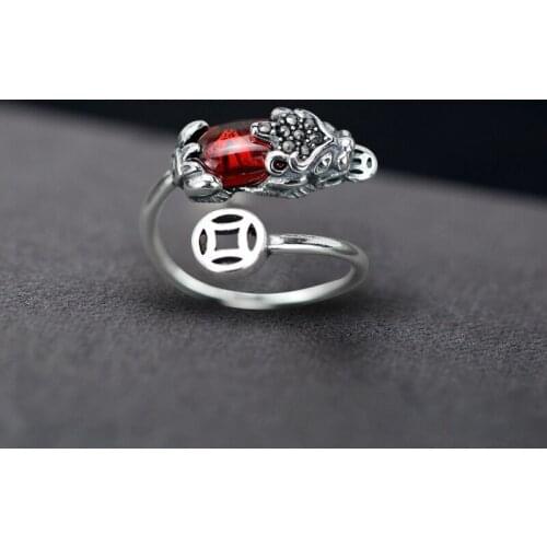 Vintage Pixiu Charms Ring Unisex Adjustable Women Men Feng Shui Jewelry Amulet Protection Lucky Wealth Copper Coin Retro Gift