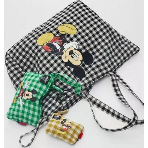 1Set Mickey Mouse Shoulder Bag Makeup Woman Female Bag Women Wallet Bag Growups Travel Handbag Shoulder Bag Cartoon Printed Bags