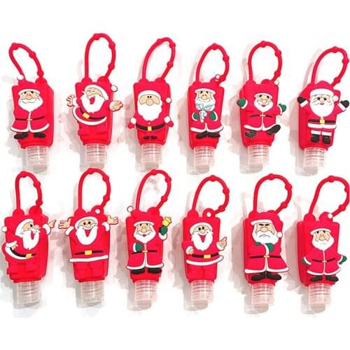 1Pc 30ml Portable Christmas Series Empty Bottle Travel Refillable Bottle Silicone Protective Cover Hand Sanitizer Sub Bottle