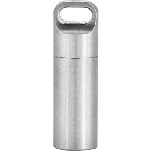 1pc Creative Stainless Steel Medicine Bottle Keychain Case Container Waterproof Holder Aluminum Drug Pill Box Keyring Storage