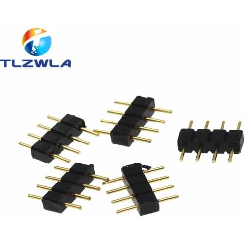 10PCS RGB Led Connector DIP 4Pins Row Needles Male Head Or 3528 2835 5050 RGB RGBW LED Strip Connector