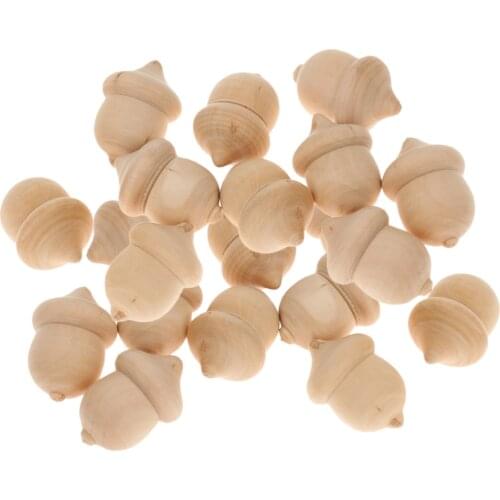 100 Pieces Wooden Acorns DIY Unfinished Wood Craft Toys for Wedding Party Decoration